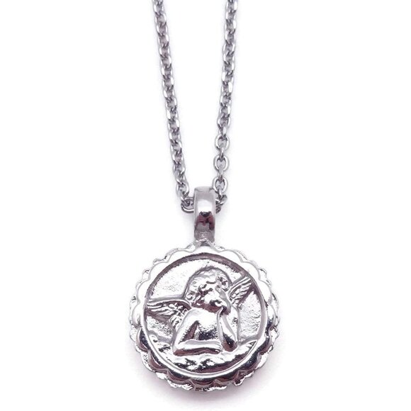 Mariana Enchanted Silver Guardian Angel Necklace Purple Pink Crystal 1156 NWT YL - Picture 2 of 4